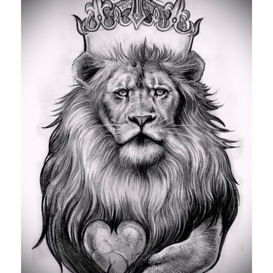 Лев с короной на голове эскиз