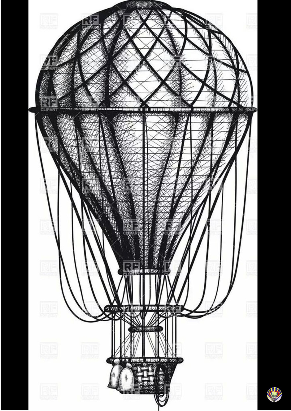 Эскиз воздушного шара с корзиной