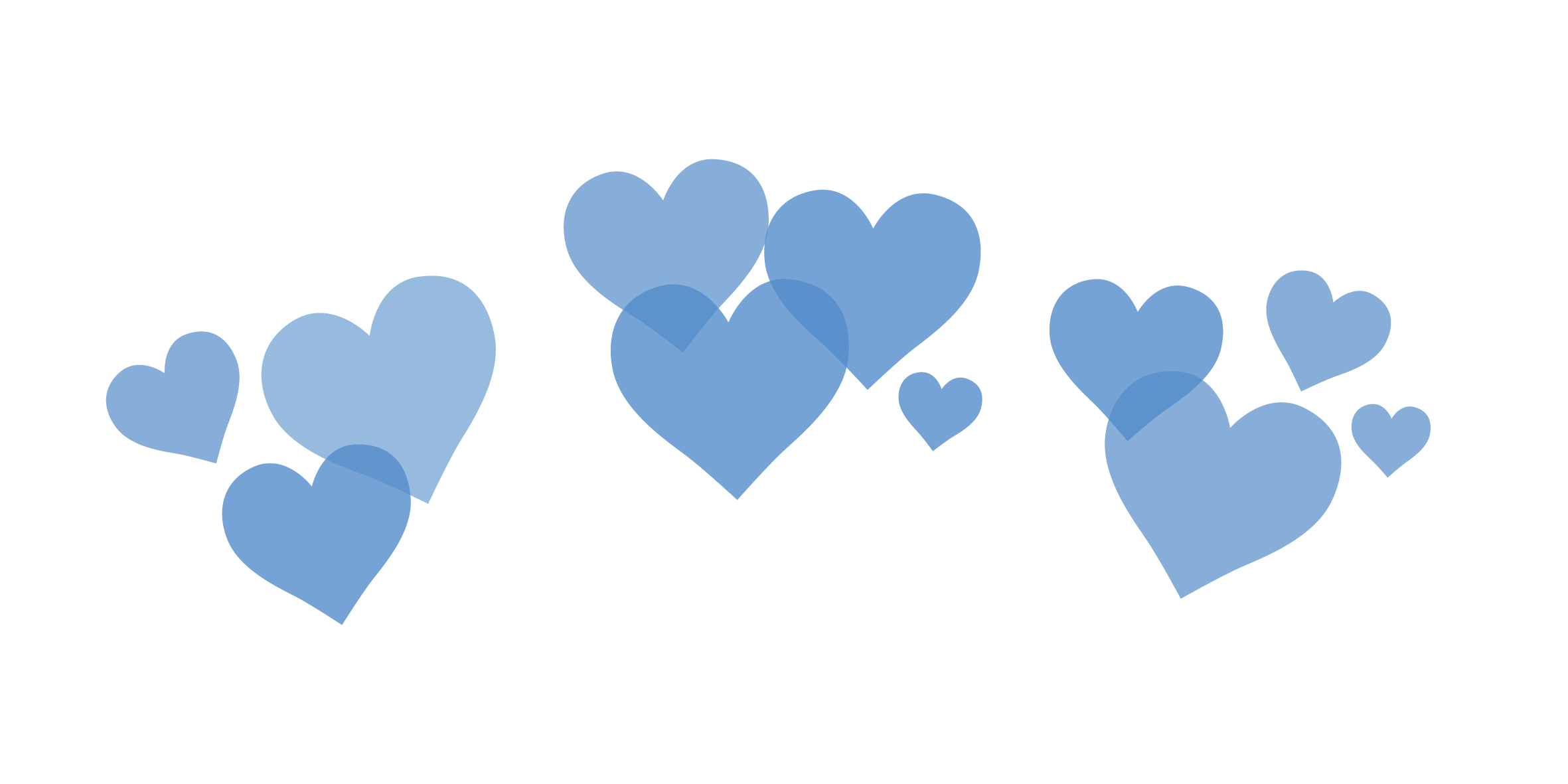 Сердечки на прозрачном фоне. Голубое сердечко. Синее сердечко. Сердечки на белом фоне.