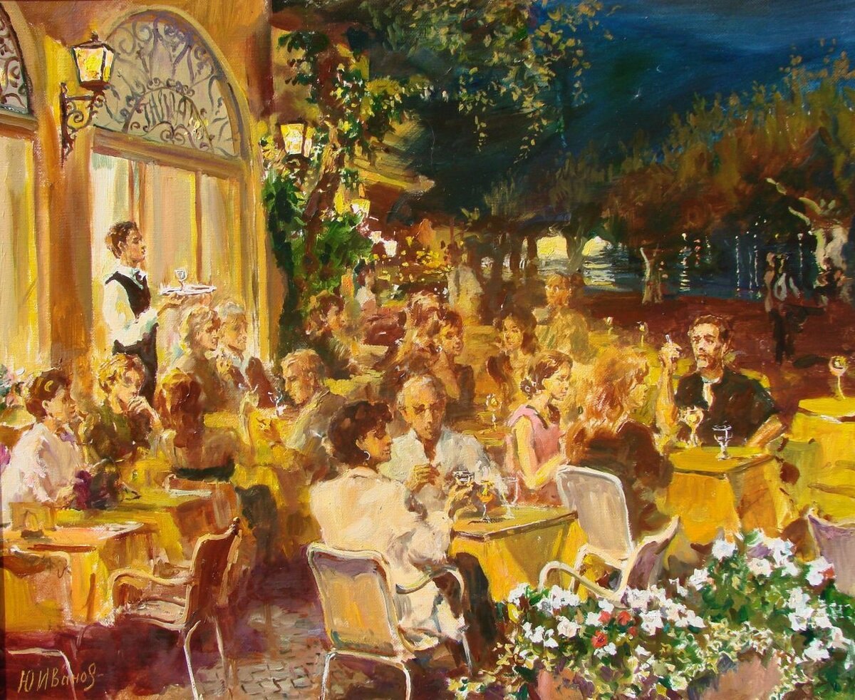 французское кафе картина