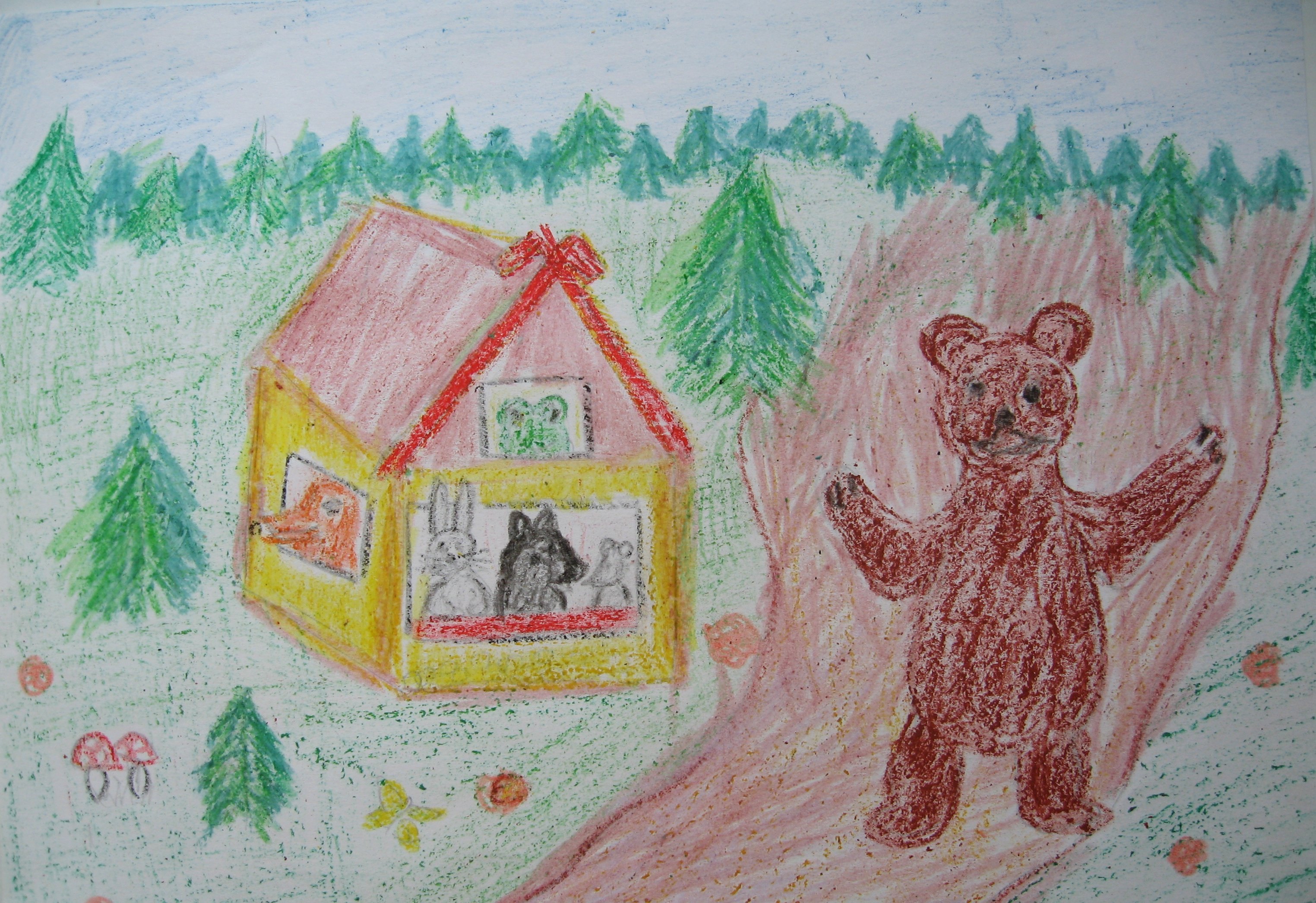 Иллюстрация к сказке теремок детский рисунок - фото и картинки  abrakadabra.fun
