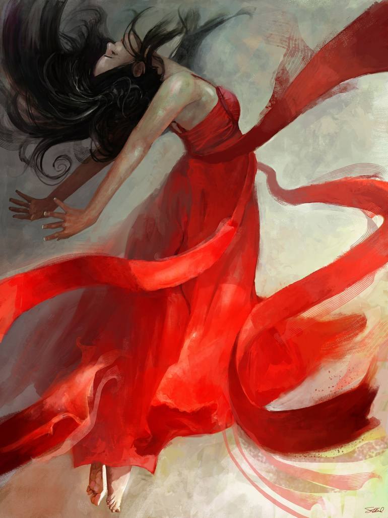 Девушка в Красном платье арт