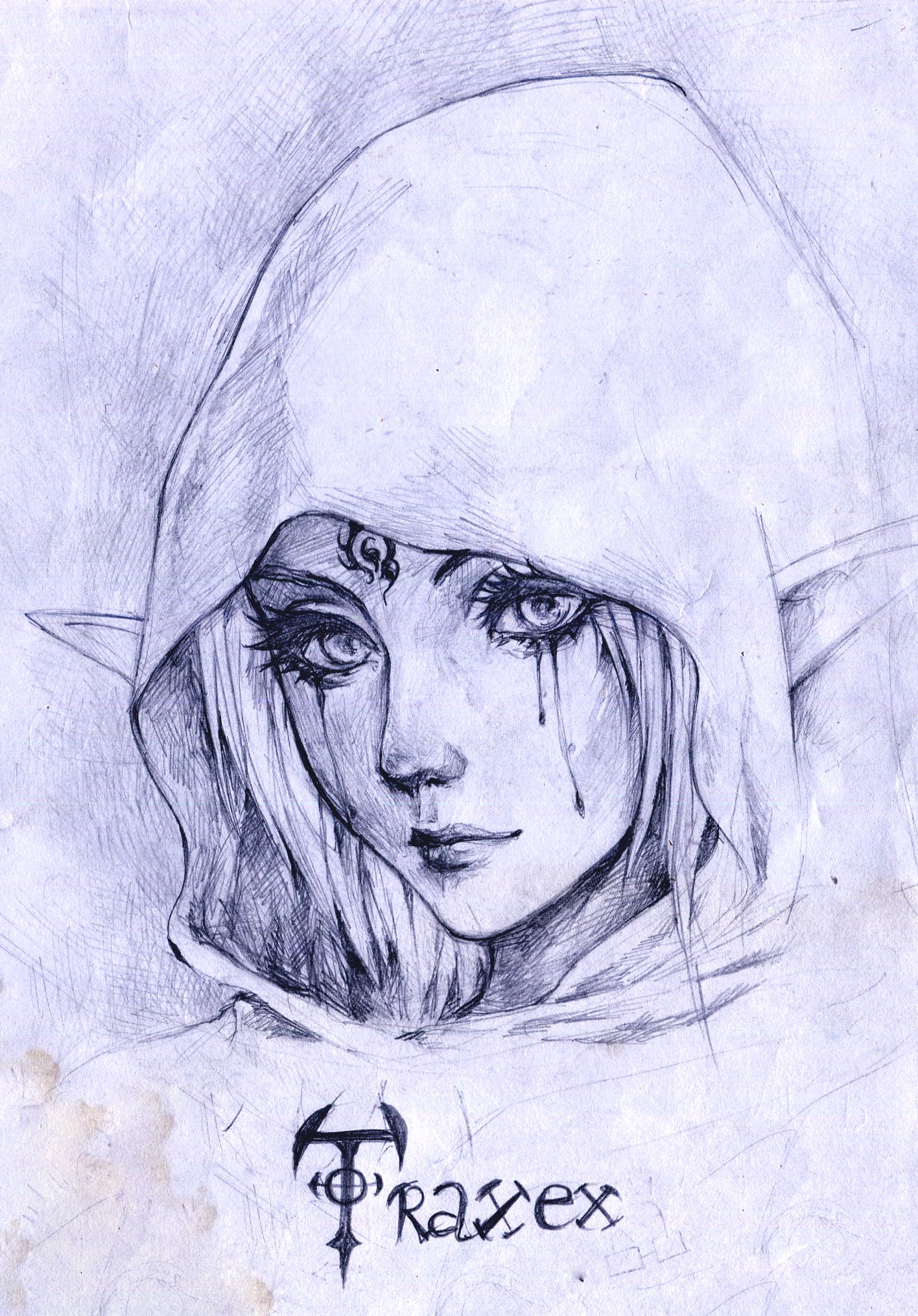 Девушка в капюшоне рисунок карандашом