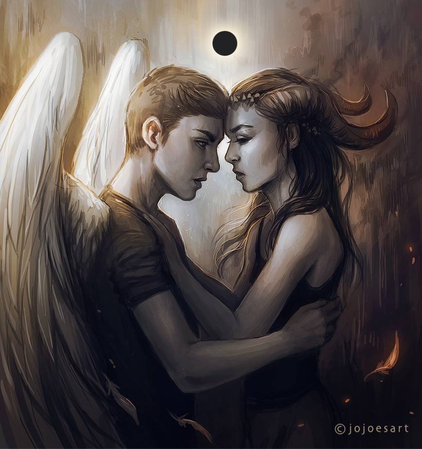 Любовь ангелов 8. Ангел и демон. Демоны любви. Демон ангела. Ангел девушка и демон парень.