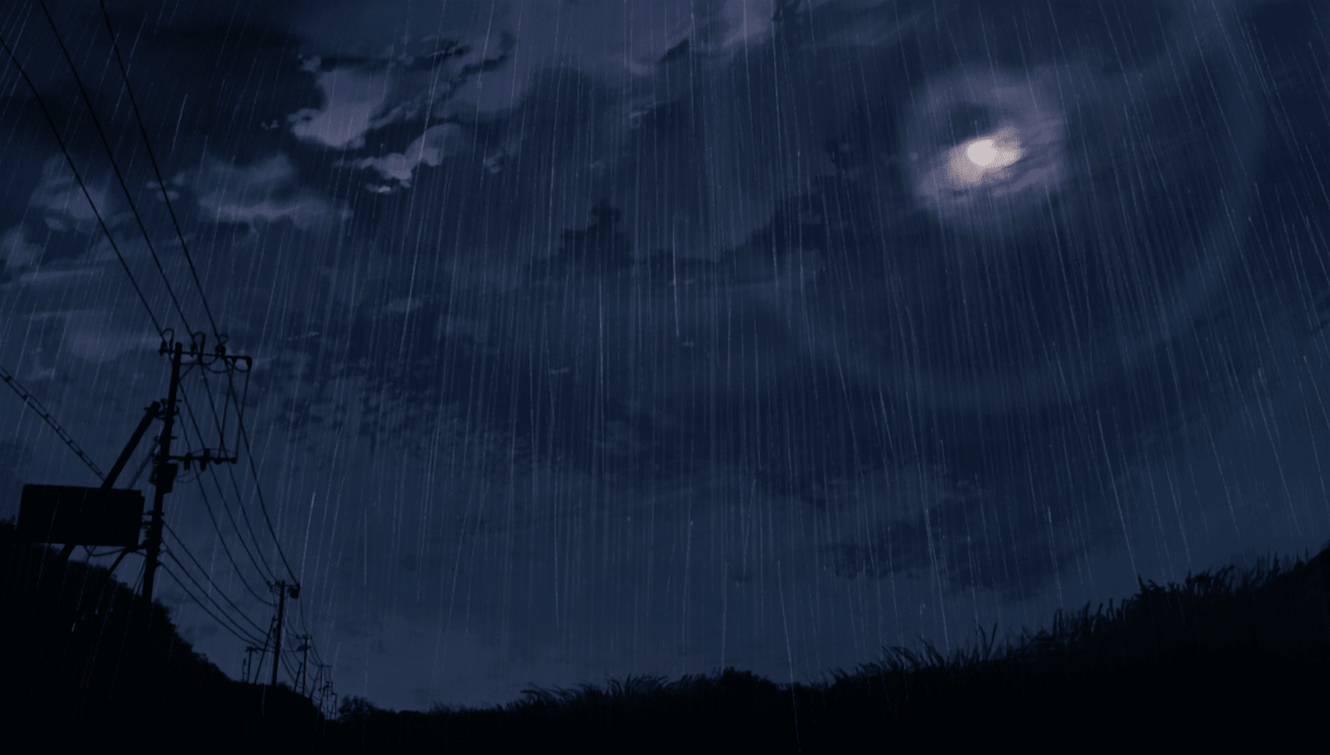 Атмосферные стоки. Ночной дождь. Ночное дождливое небо. Атмосферный фон.