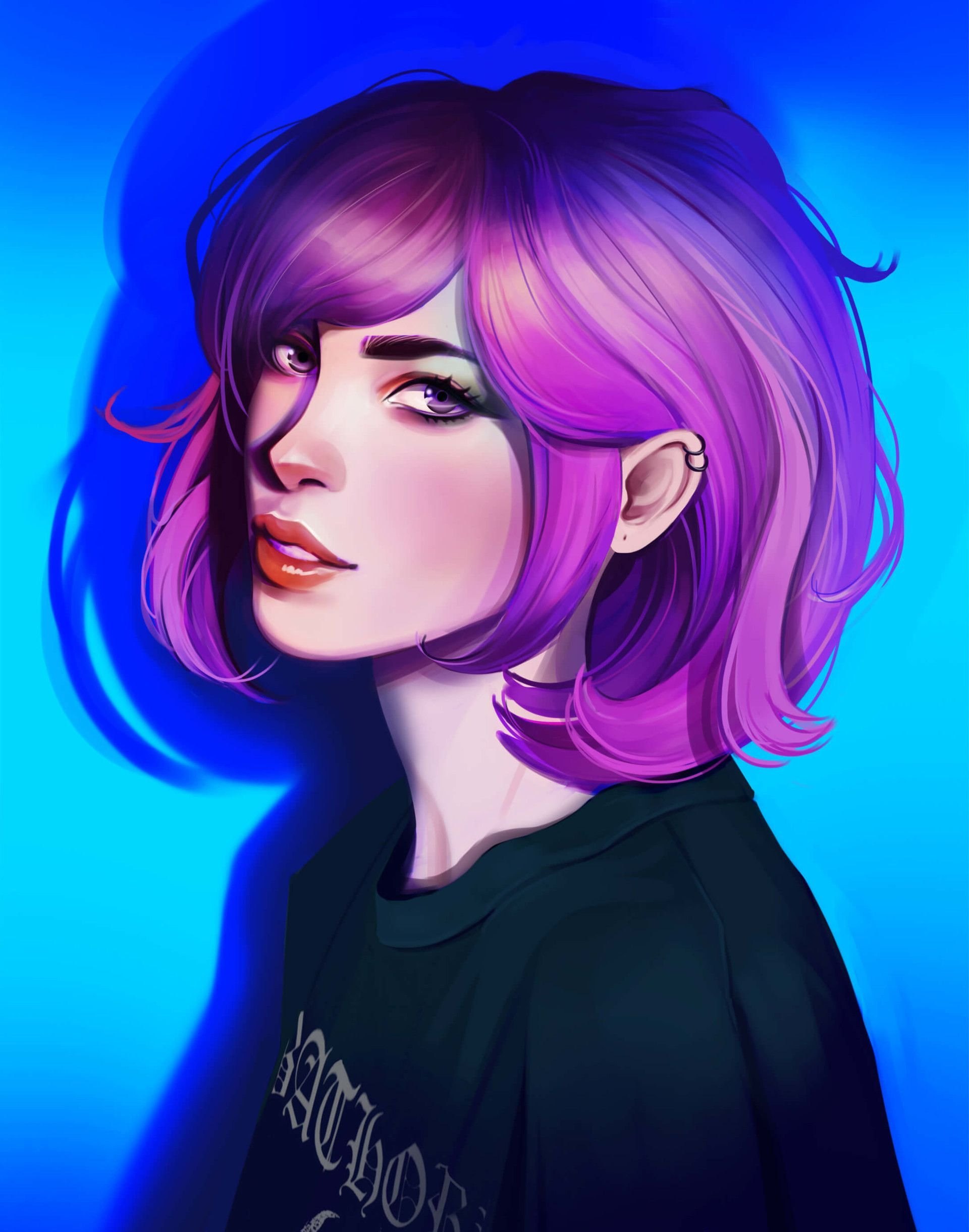 Девочка с фиолетовыми волосами арт - фото и картинки abrakadabra.fun
