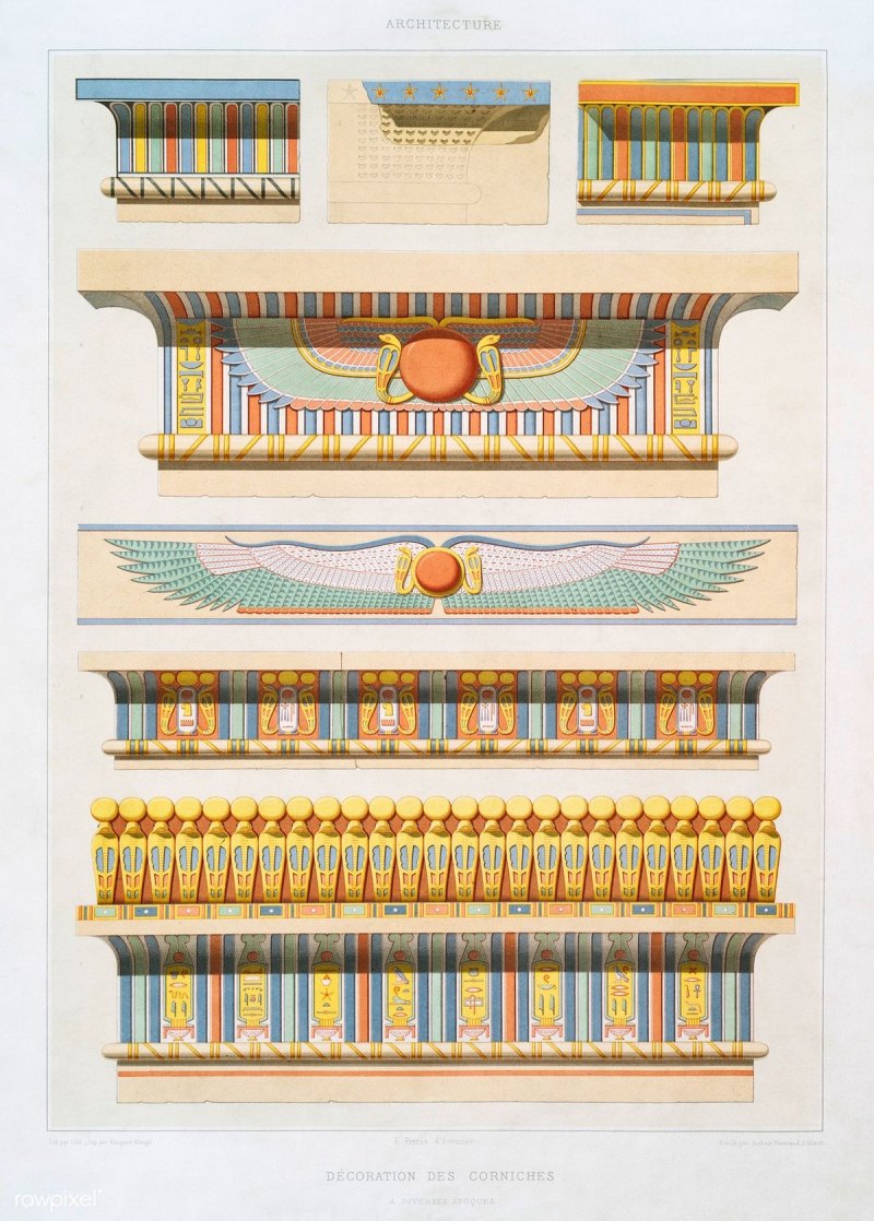 Египет орнаментные фризы вогнутые карнизы архитектура