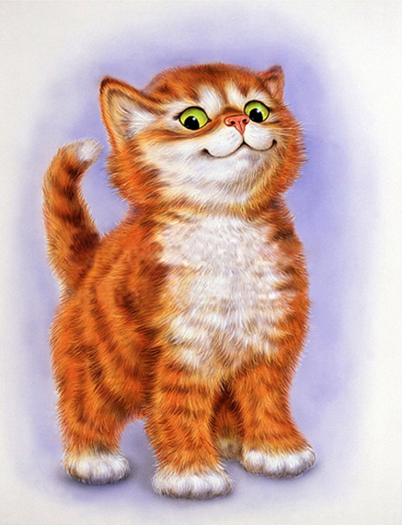 Рыжий кот нарисованный