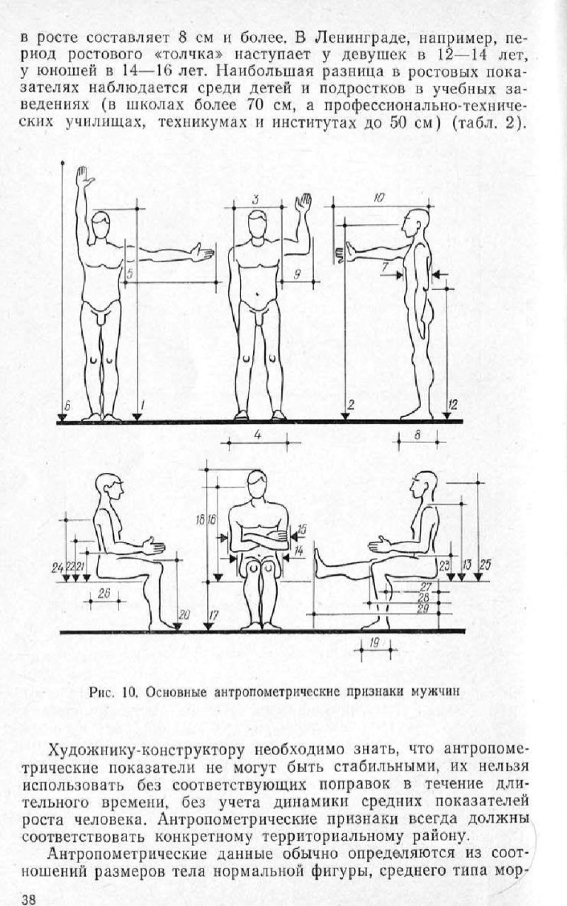 антропометрические данные для мебели