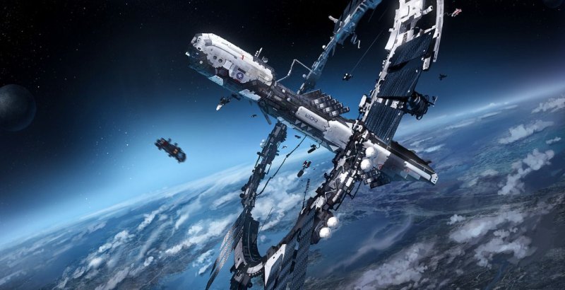 Орбитальная станция Sci Fi платформа