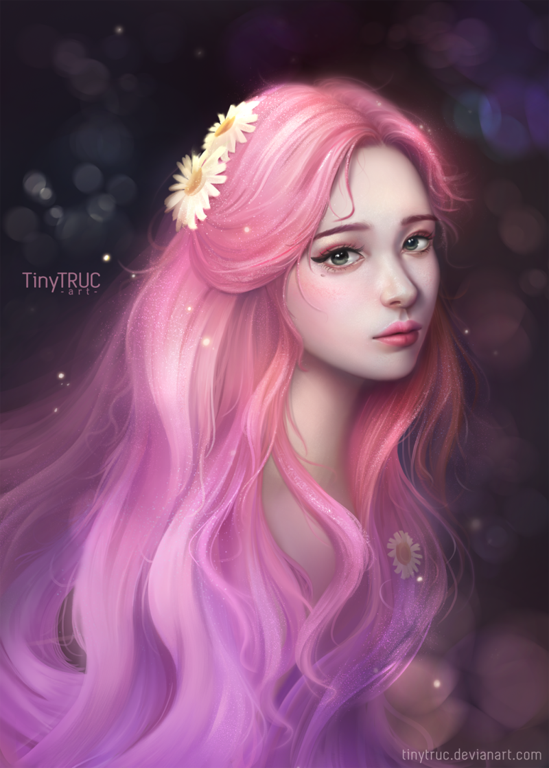 Розовые волосы. Девушка арт. Красивый арт. Девушка с розовыми волосами арт.