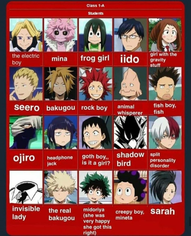 My Hero Academia персонажи с именами