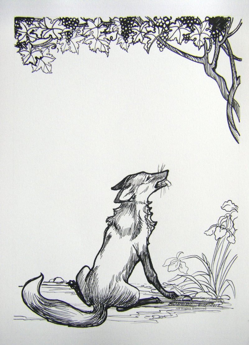 Басни Крылов лисица и виноград иллюстрации