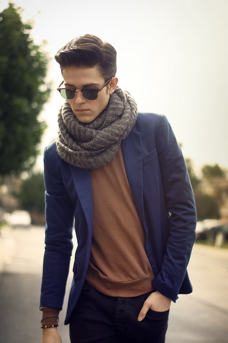 Пальто с шарфом мужское