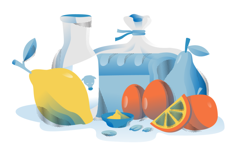 Продукты вектор голубой