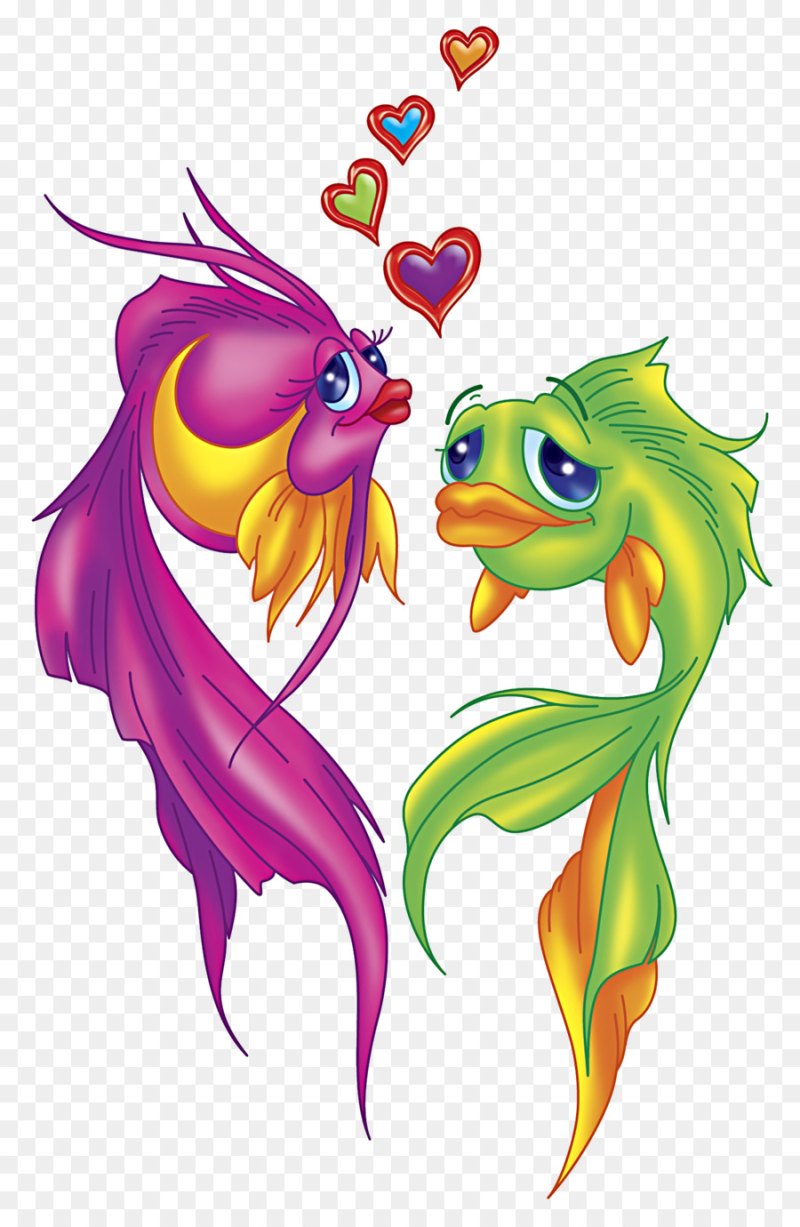 Весёлая рыбка с сердечком