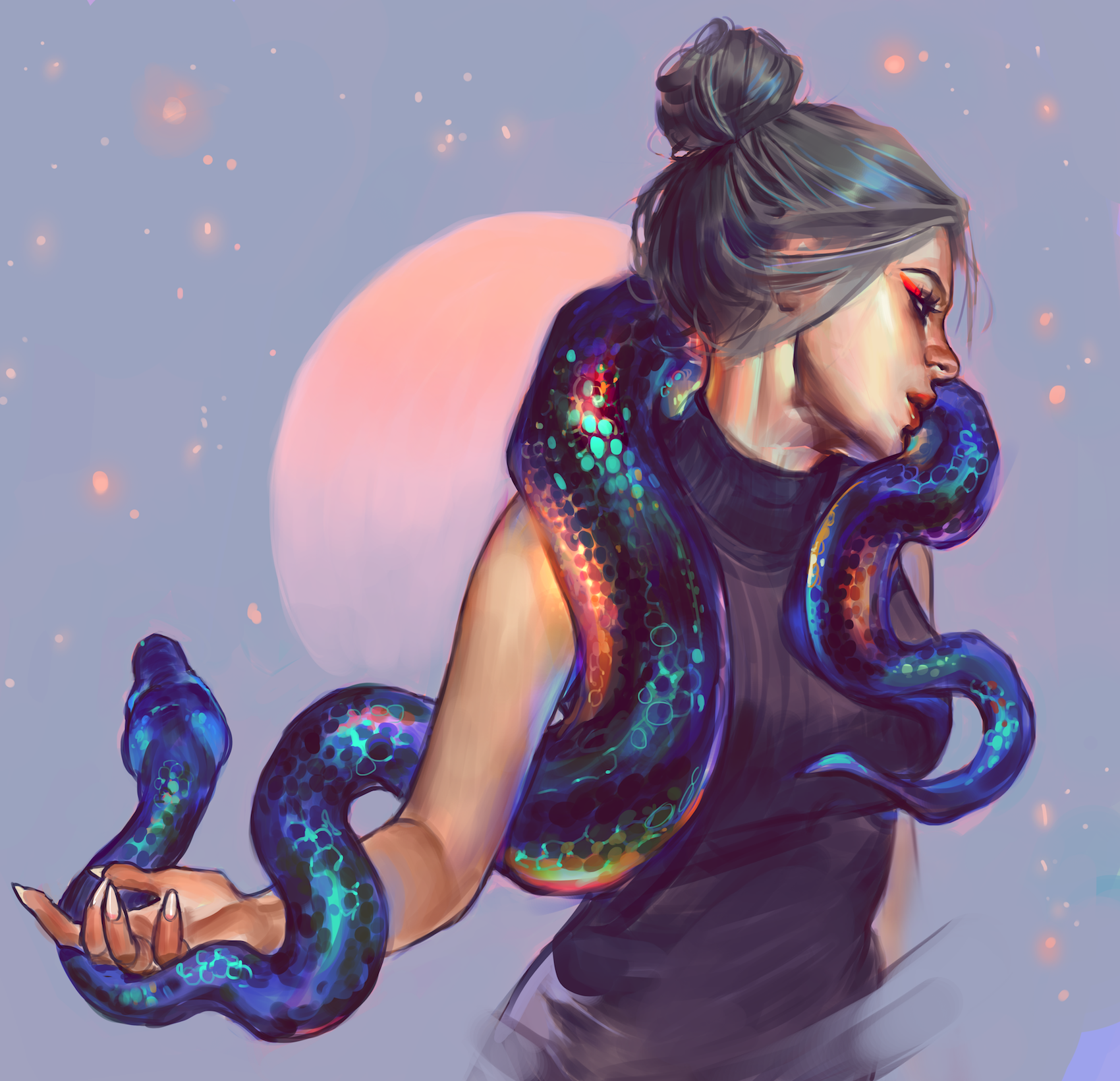 Девушка змейка. Девушка змея арт.