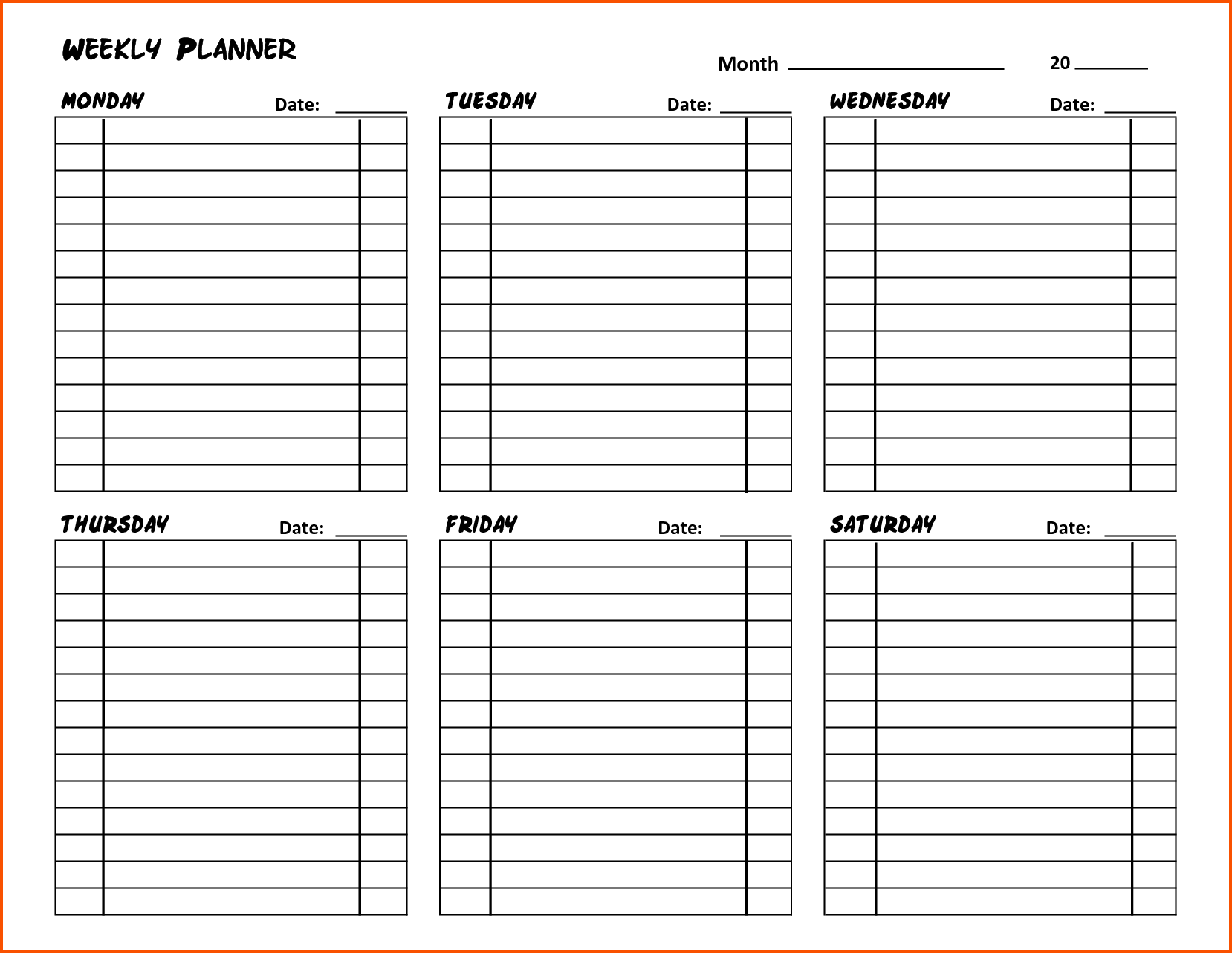 Недельная таблица. Weekly Planner шаблон для печати. Ежедневник планер шаблон в excel. Лист план на день. Недельный план.