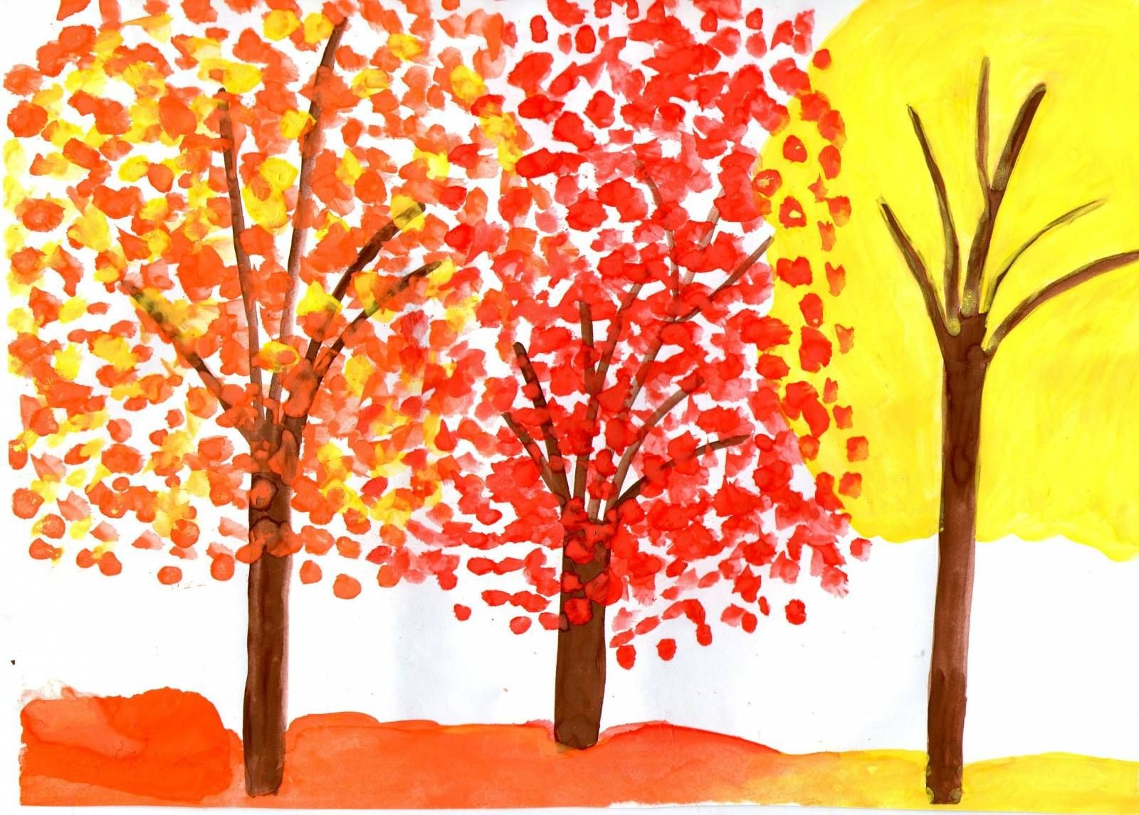 Рисование красками осеннее дерево - фото и картинки abrakadabra.fun