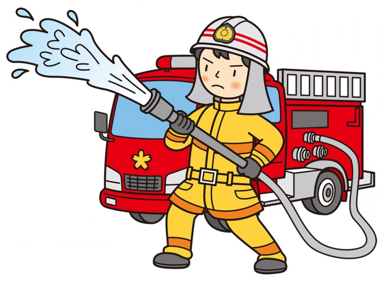 Пожарная охрана в детском саду. Профессия пожарный. Пожарный рисунок. Пожарный на фоне машины. Пожарный мультяшный.