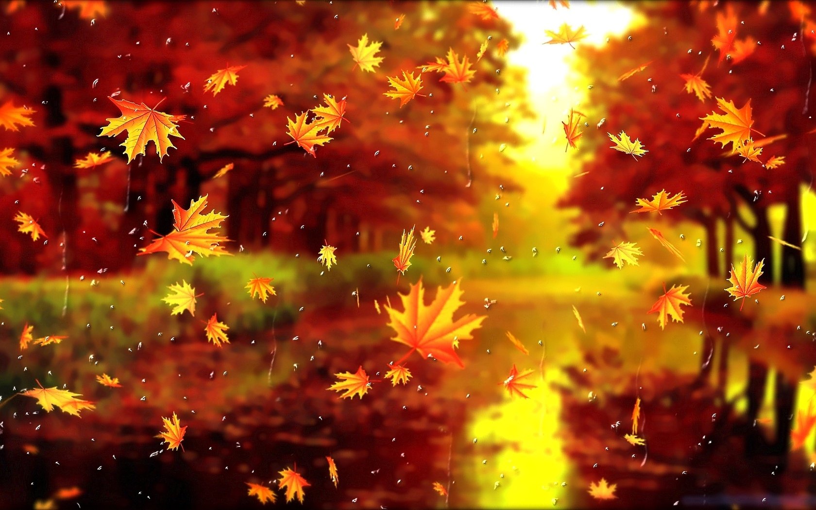 Осенний фон с падающими листьями