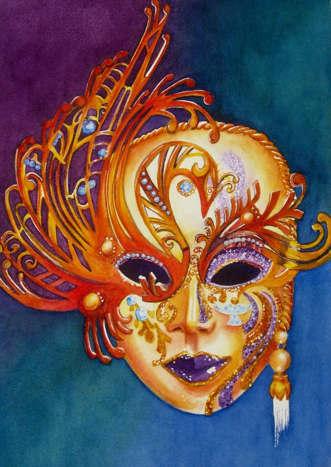 Рисунок в цвете театральной маски жанр любой - фото и картинки  abrakadabra.fun