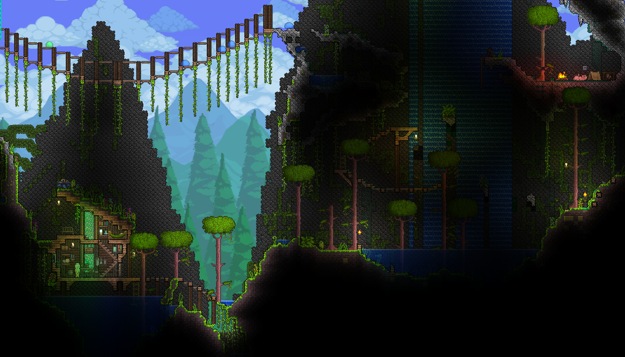 Terraria underground. Terraria дом в джунглях. Биом джунгли террария. Красивый дом в джунглях террария. Домик в джунглях террария.