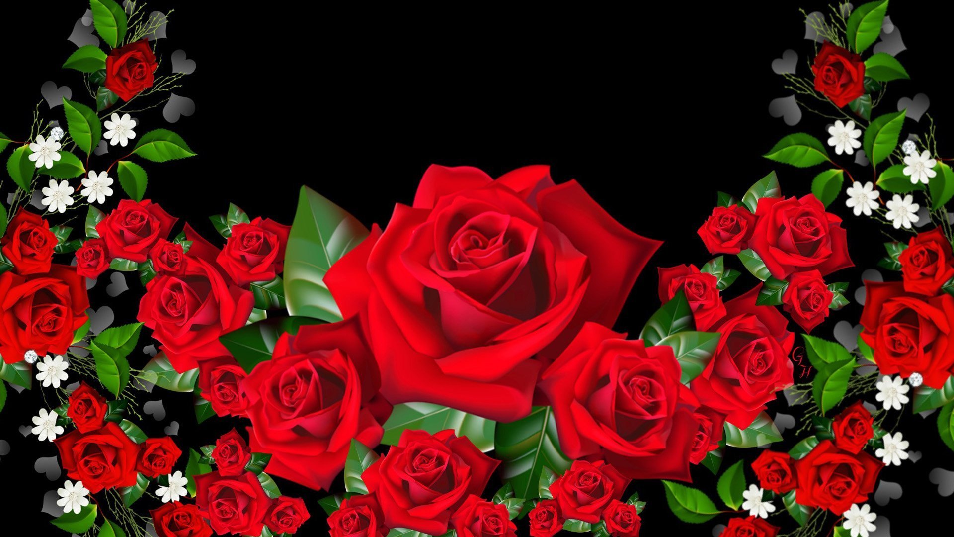 Красные розы открытка