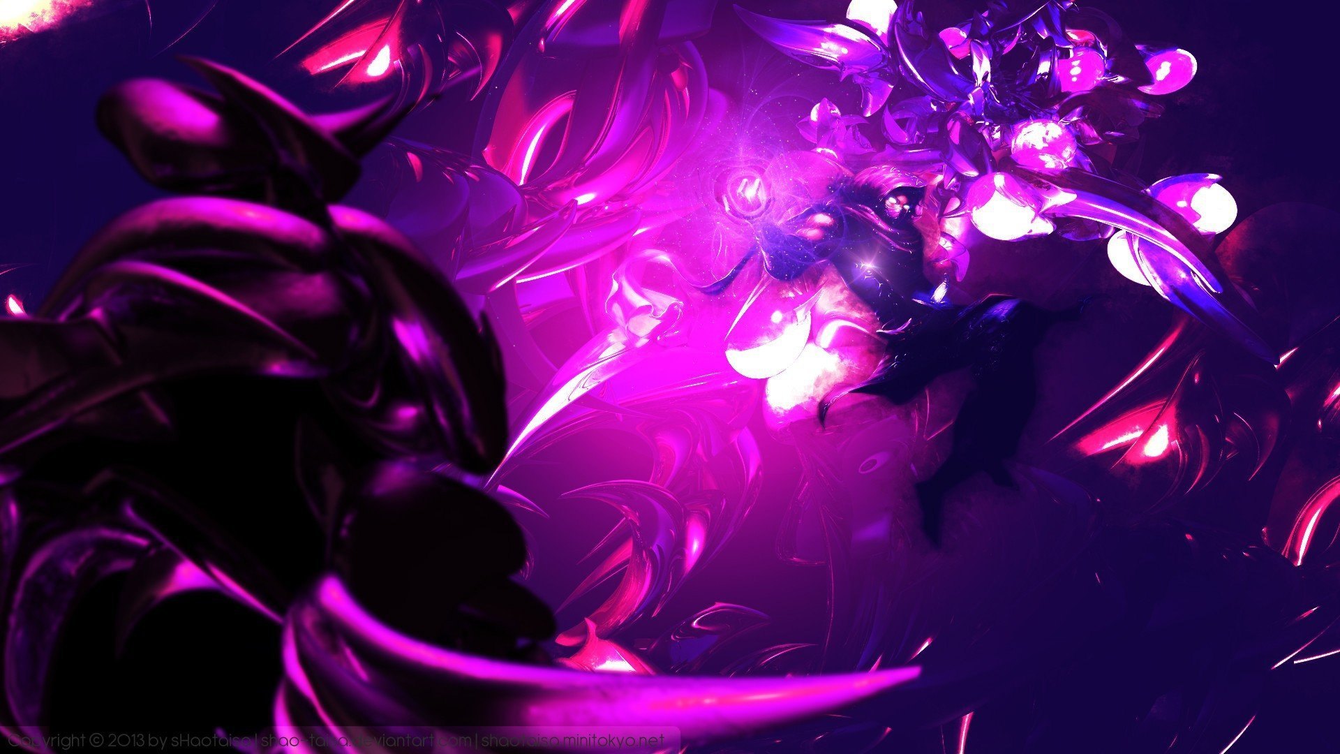 Неоновые фиолетовые обои аниме