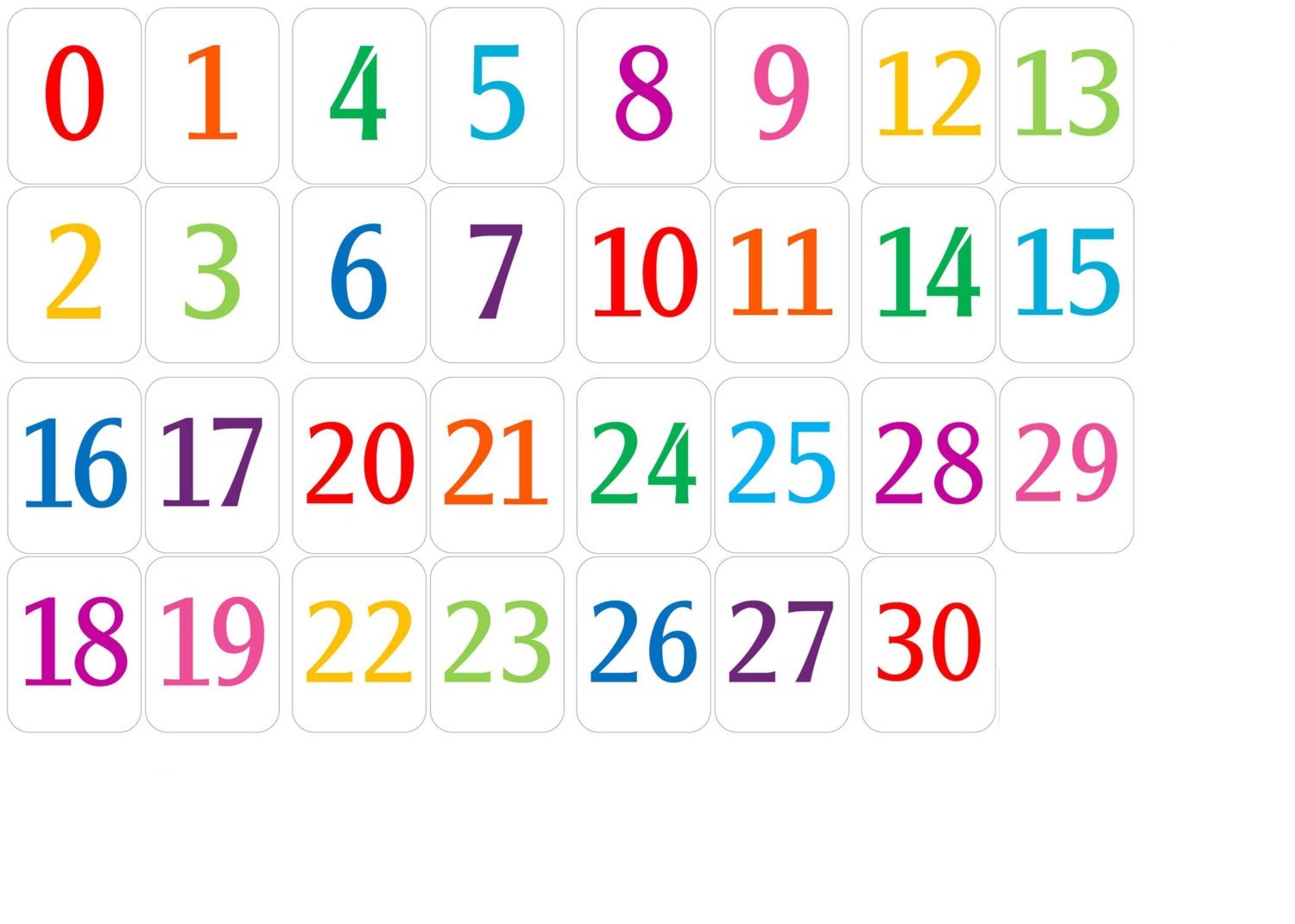Цифры цветные от 1 до 20