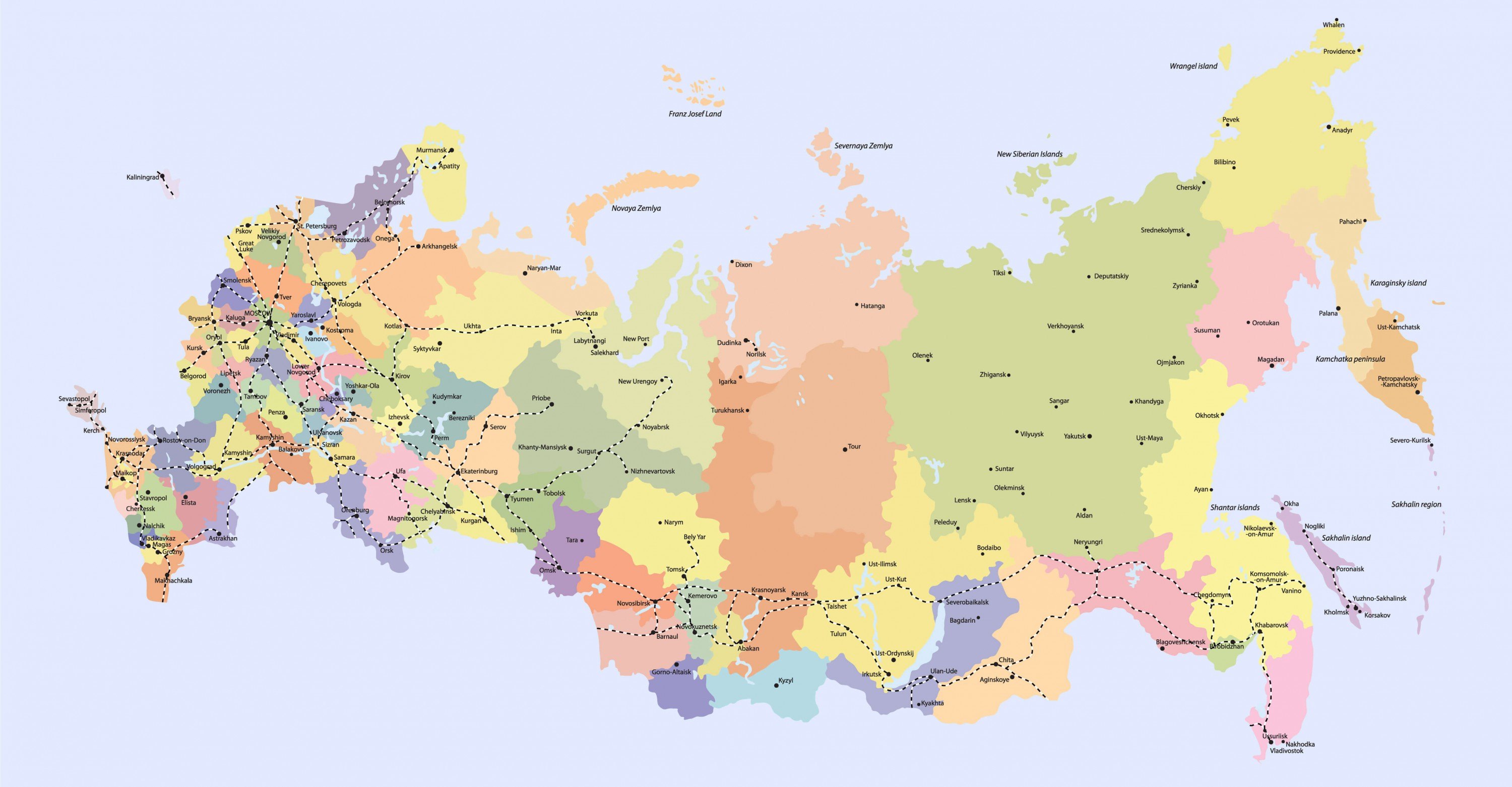 Карта россии на русском языке с городами