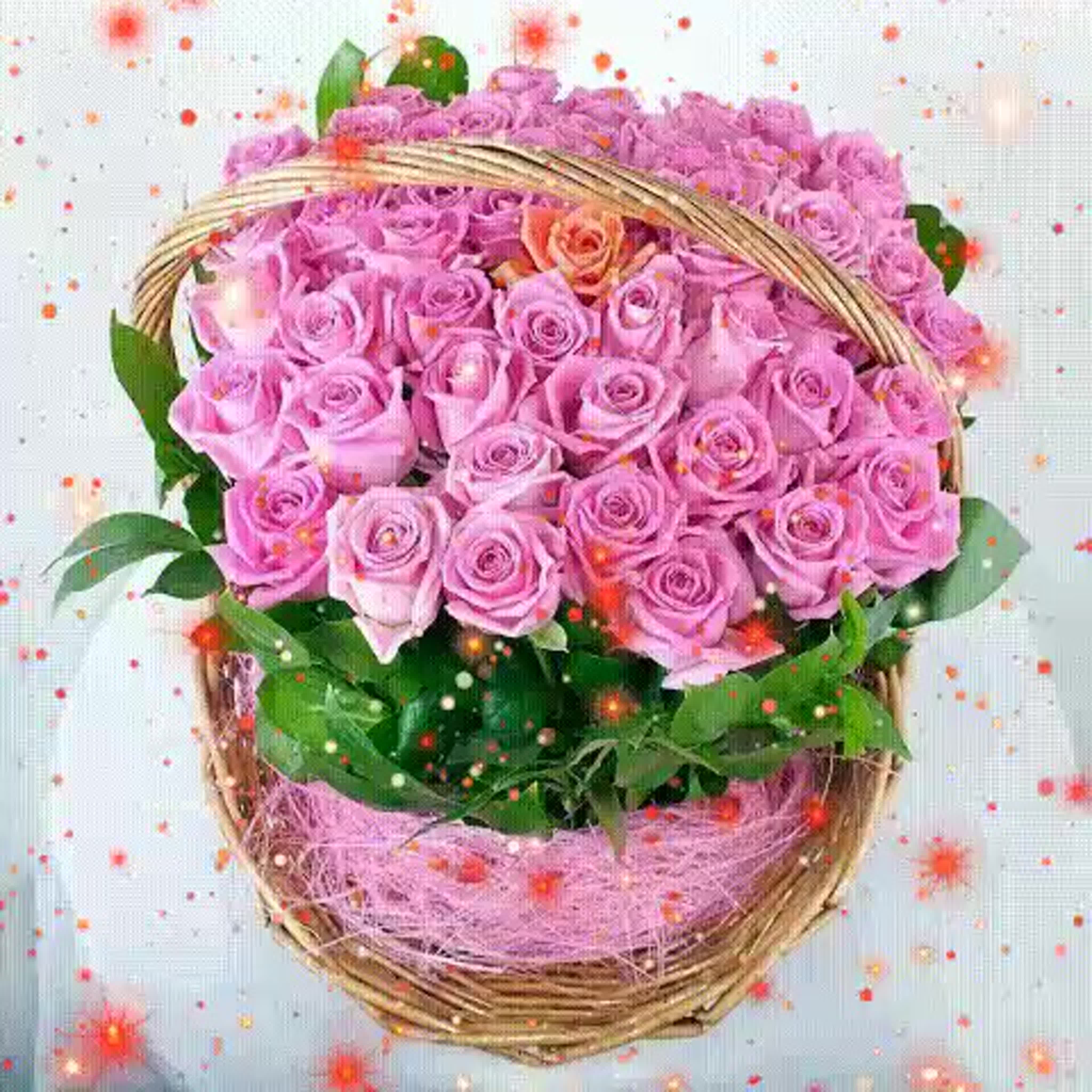 Корзина с розами с днем рождения доставка цветов в троицк