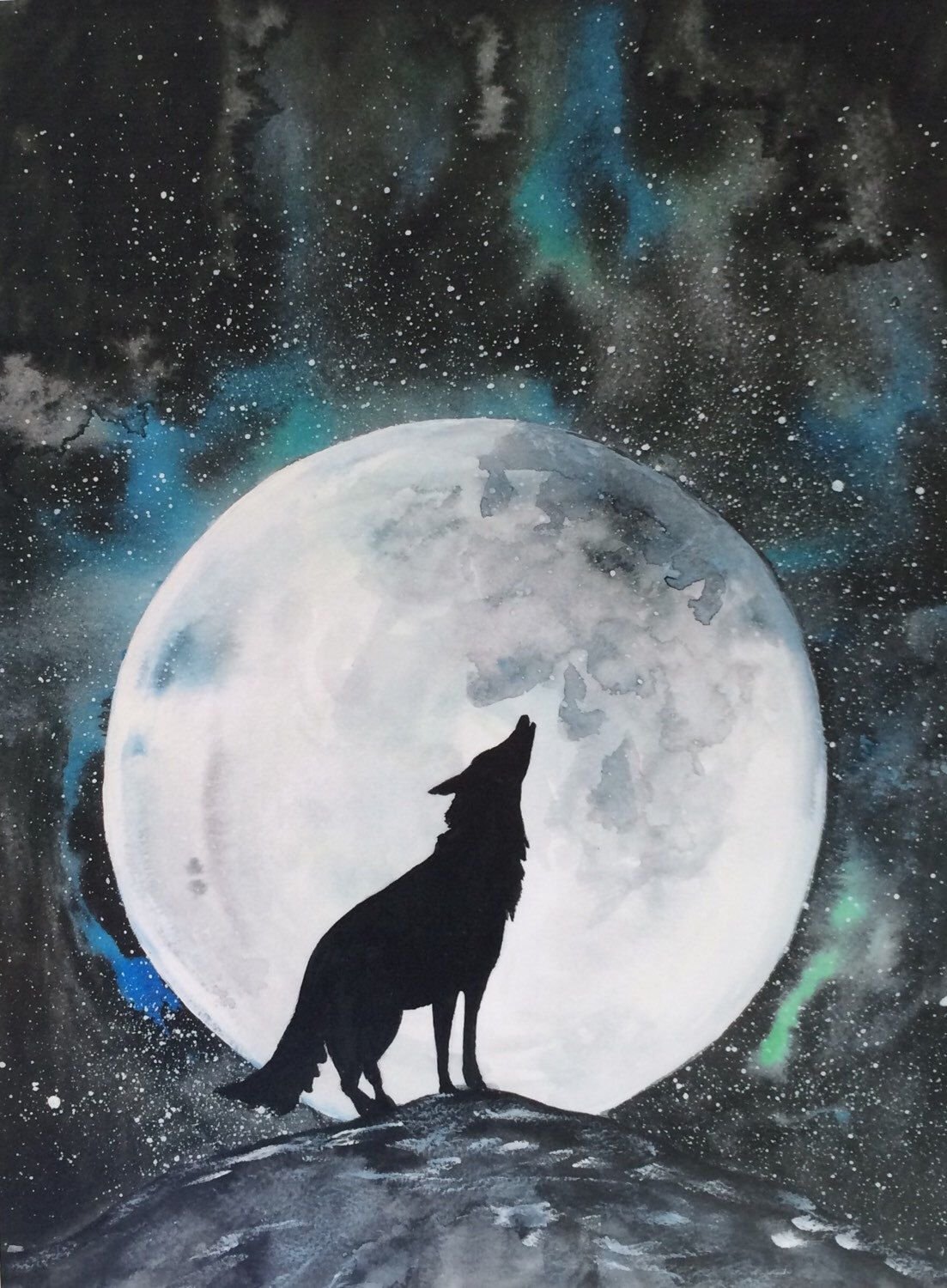 Волк воет на луну рисунок для детей