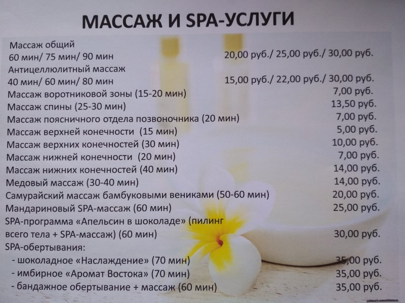 Прайс медовый массаж