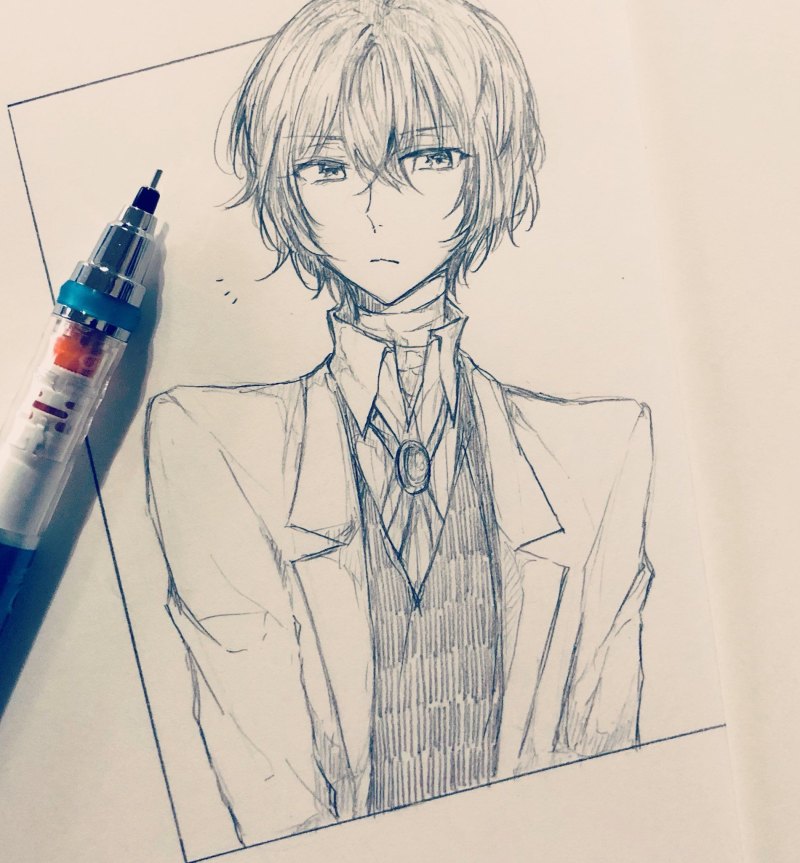 Аниме мальчики ручкой