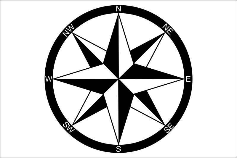 Компас вектор контур