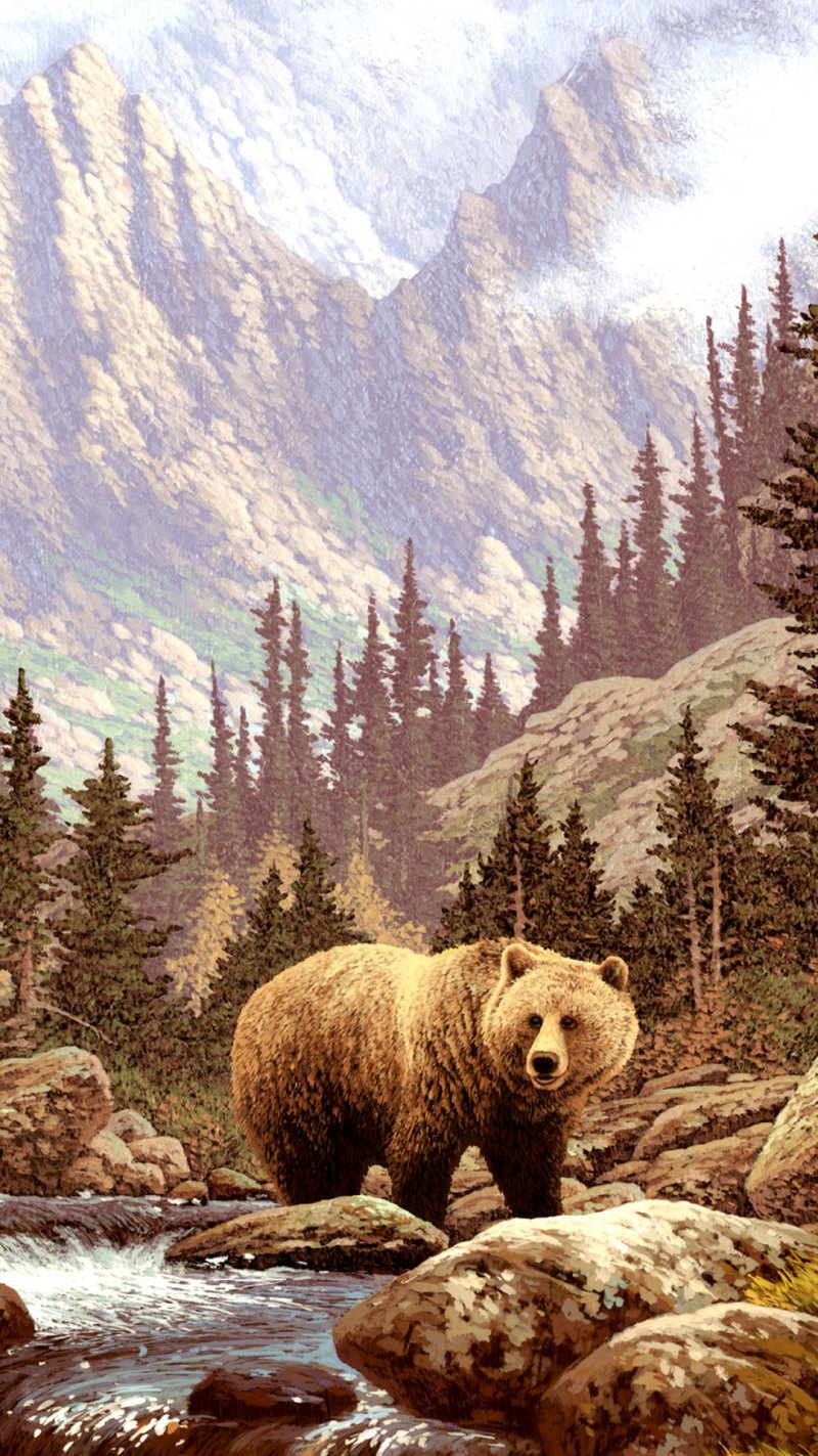 Картина бурый медведь