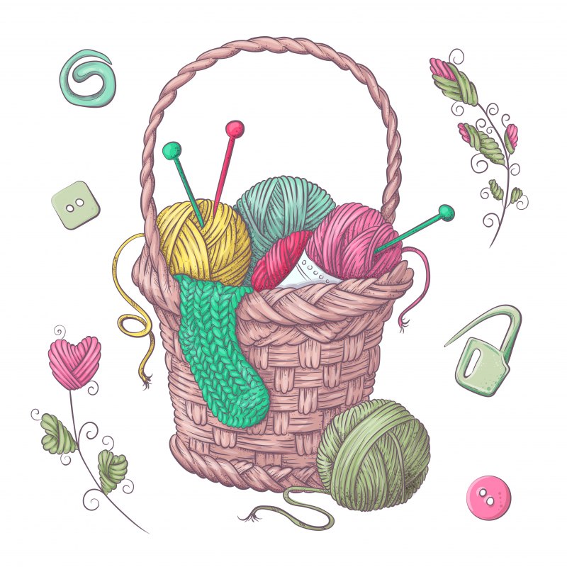 Корзина с клубочками