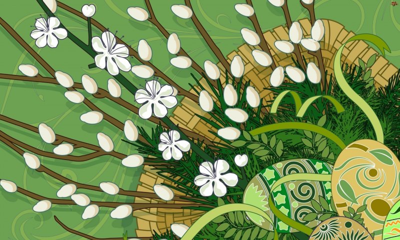 Ветка вербы вектор