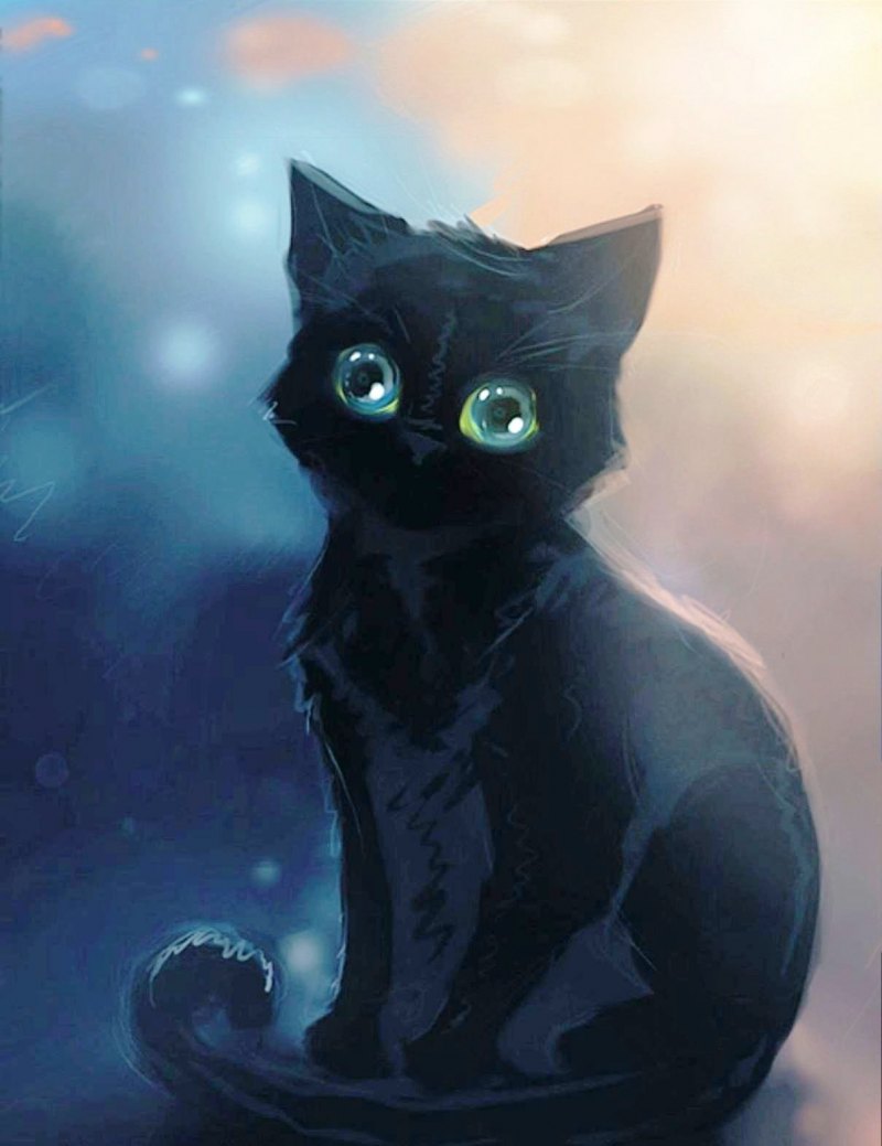 Чёрный кот арт