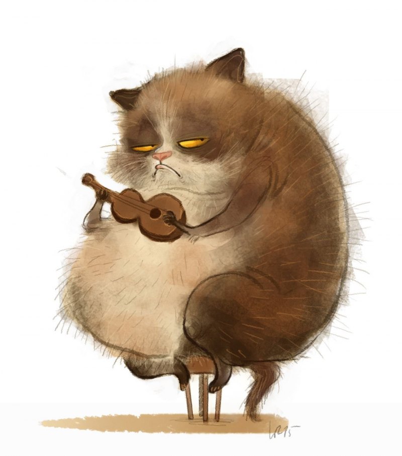 Кот Пушин с едой