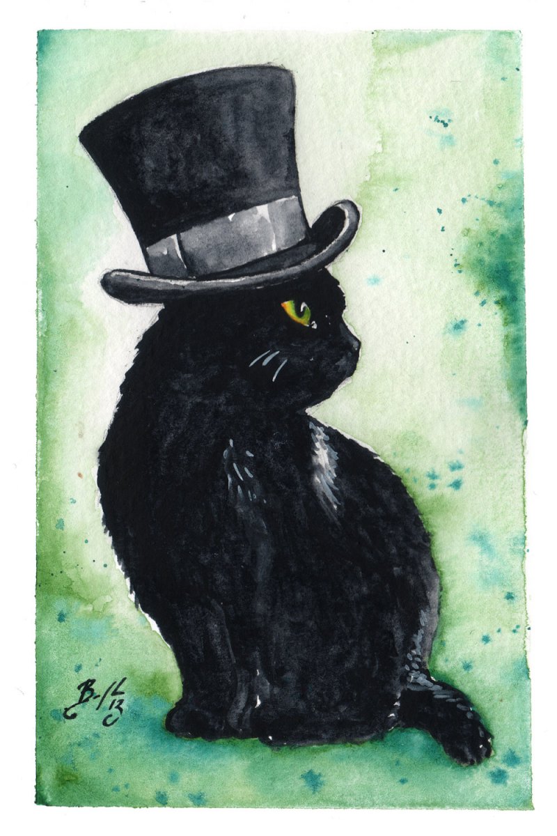 Черные котята в шляпе