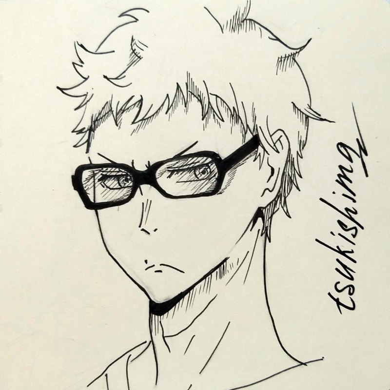 Цукишима Кей черно белый