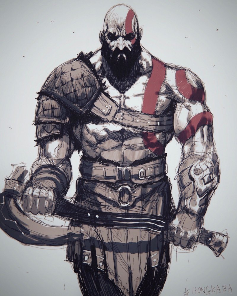 God of War 4 Kratos Art