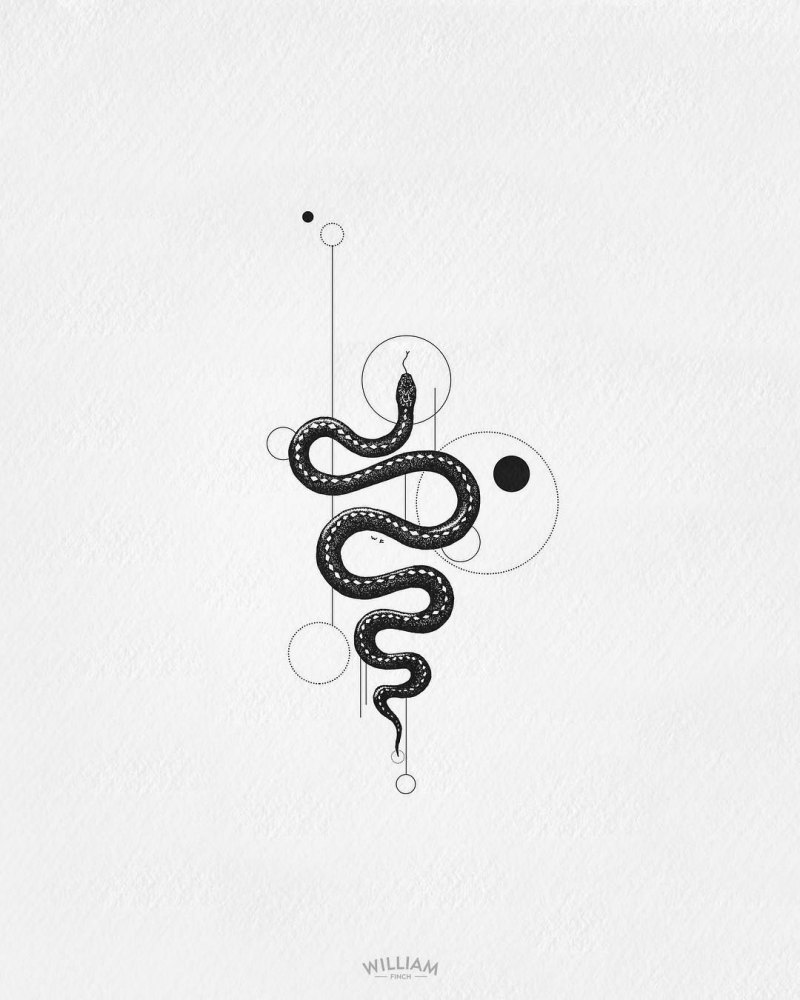 Мини тату змея