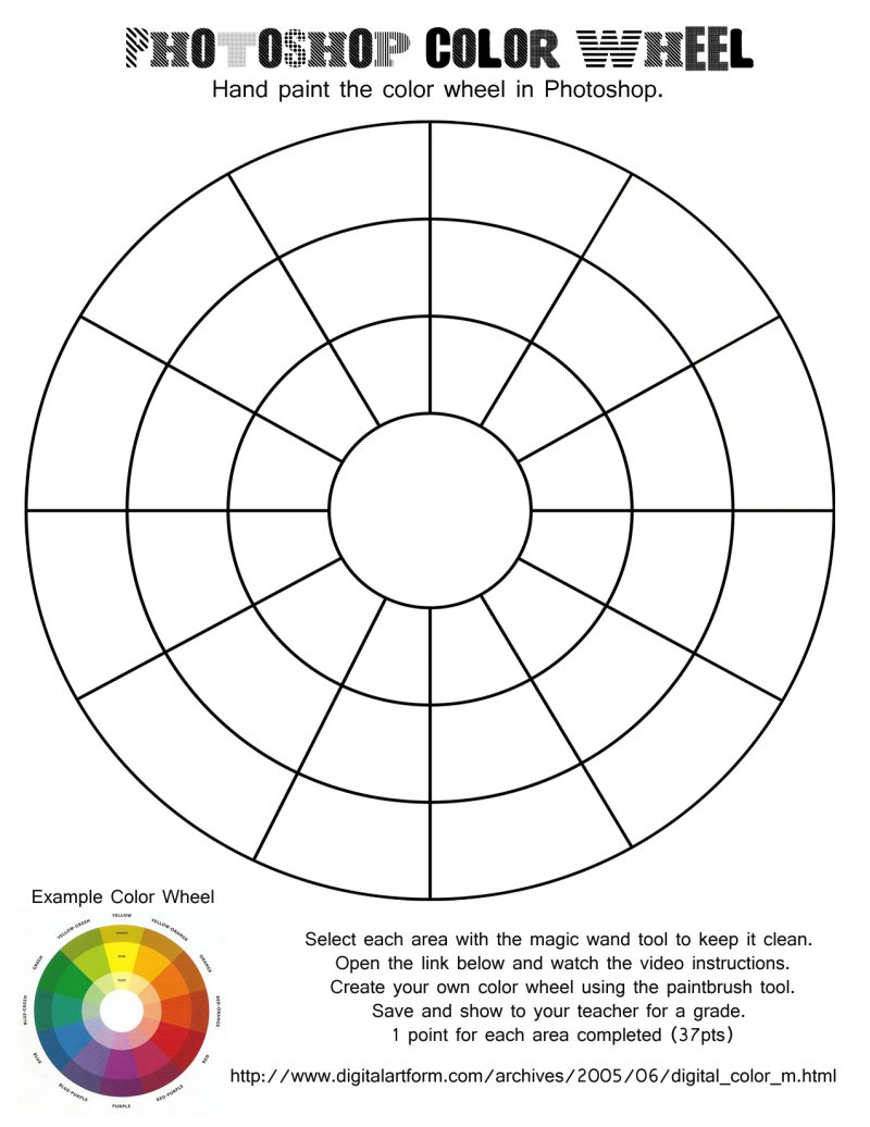 Цветовой круг шаблон для печати