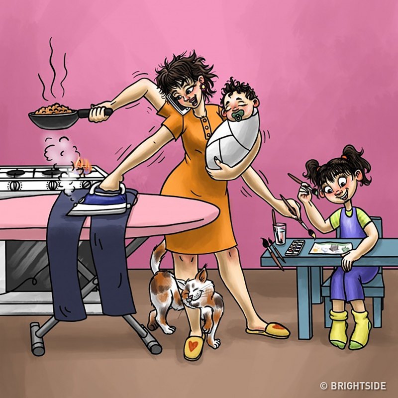Многодетная мать карикатура