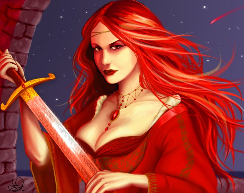 League of Legends Красноволосая девушка Катарина
