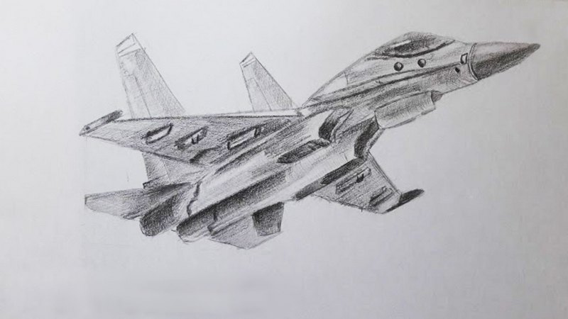 Самолёт рисунок карандашом
