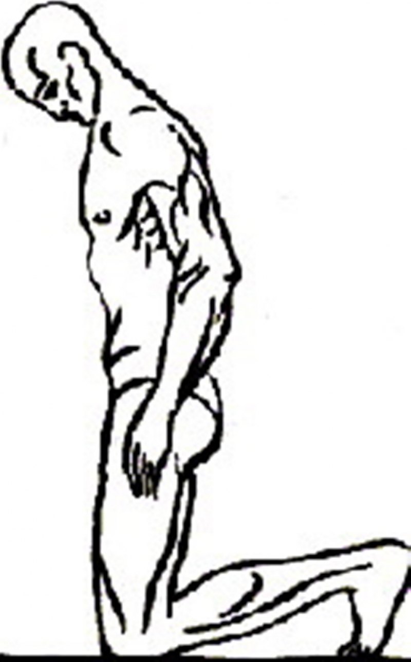 Человек стоит на коленях рисунок - 93 фото